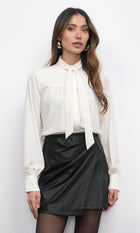 Cameron Button Up Neck Tie Blouse G259T7299