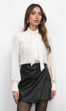 Cameron Button Up Neck Tie Blouse G259T7299