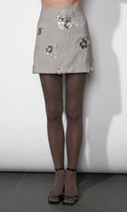 Camila Sequin Embroidered Pinstripe Mini Skirt G2510S9419