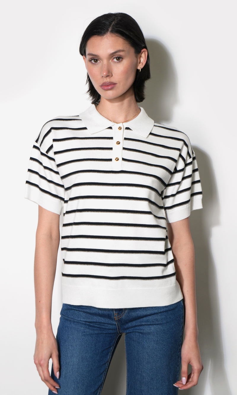 Celina Stripe Knit Polo G2512WT6163