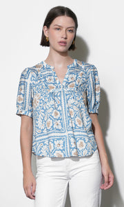 Charlotte Split Neck Elbow Sleeve Top G261T7413