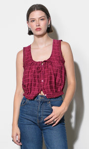 Clara Textured Eyelet Detail Bubble Hem Top G263T7503