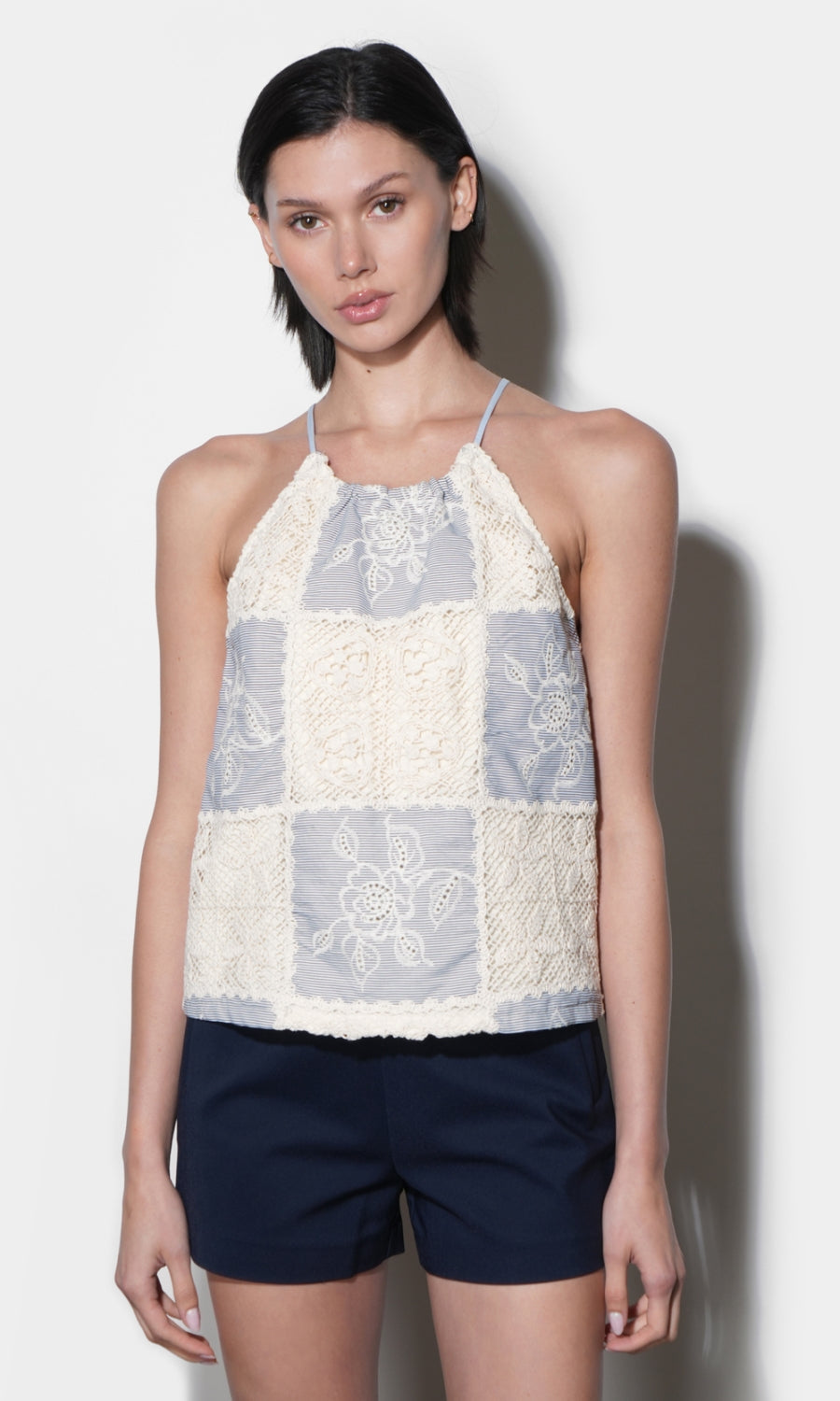 Dakotah Mixed Media Patchwork Halter Top G264T7553