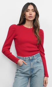 Dani Button Puff Sleeve Ribbed Knit Top G2410WT6057