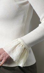 Dina Ruffle Lace Sleeve Knit Top G269WT6228_WHITE