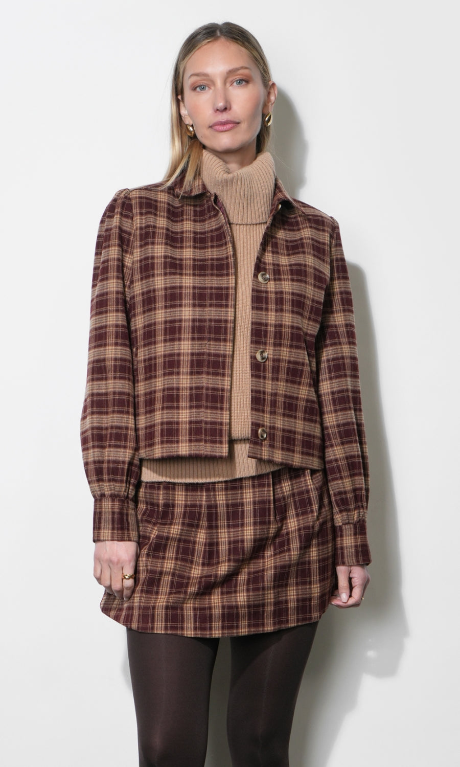 Drew Plaid Shirt Jacket G267J1906_BURGUNDY