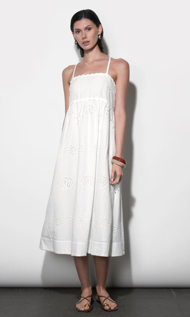 Edie Embroidered Midi Dress With Braided Straps G264D7164