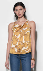 Eliza Cowl Neck Halter Top With Buckle G266T7582_HONEY GOLD