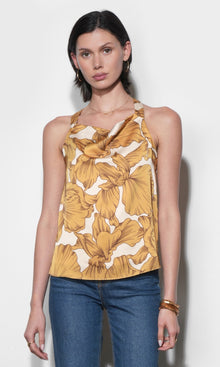 Eliza Cowl Neck Halter Top With Buckle G266T7582_HONEY GOLD