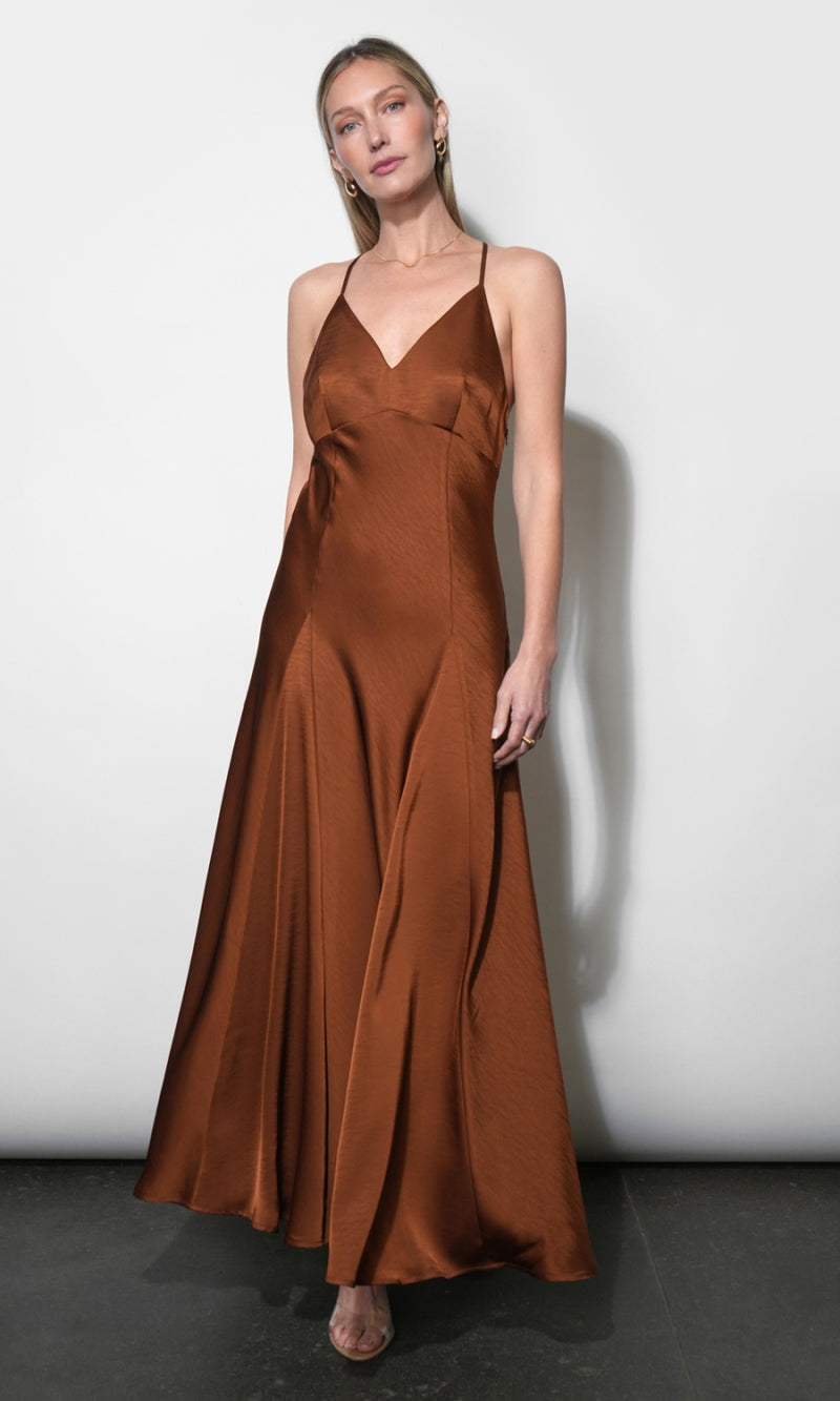 Etta Satin Cross Back Maxi Dress G268D7314_CAMEL