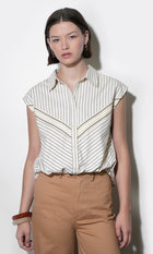 Everly Dolman Stripe Shirt Elastic Hem G263T7492