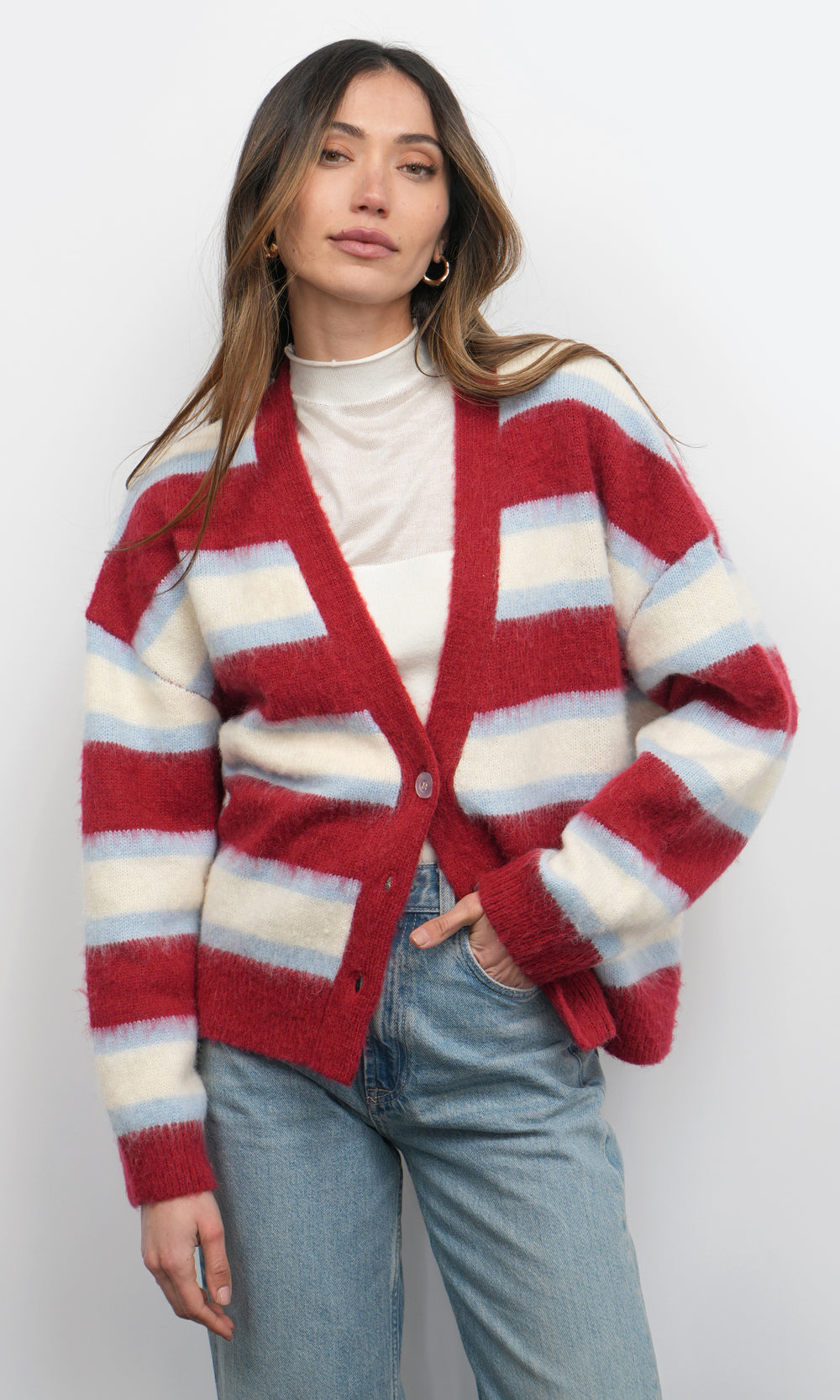 Fallon Cozy Oversized Stripe Cardigan G259WJ6124