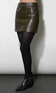 Fleur Faux Leather Mini Skirt With Belt G269S9499_DEEP OLIVE