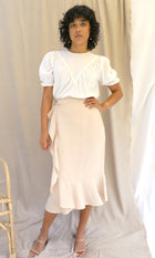 Britt Ruffled Slim Midi Skirt