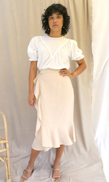 Britt Ruffled Slim Midi Skirt