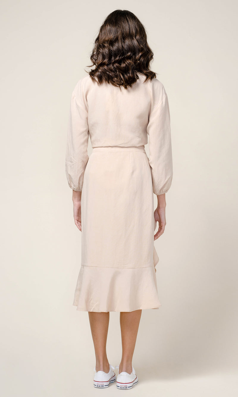 Britt Ruffled Slim Midi Skirt