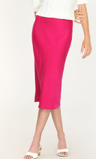 Athena Sateen Bias Cut Midi Skirt