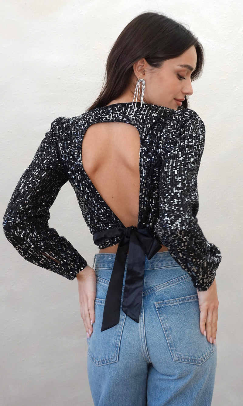 Eliza Open Back Sequin Top