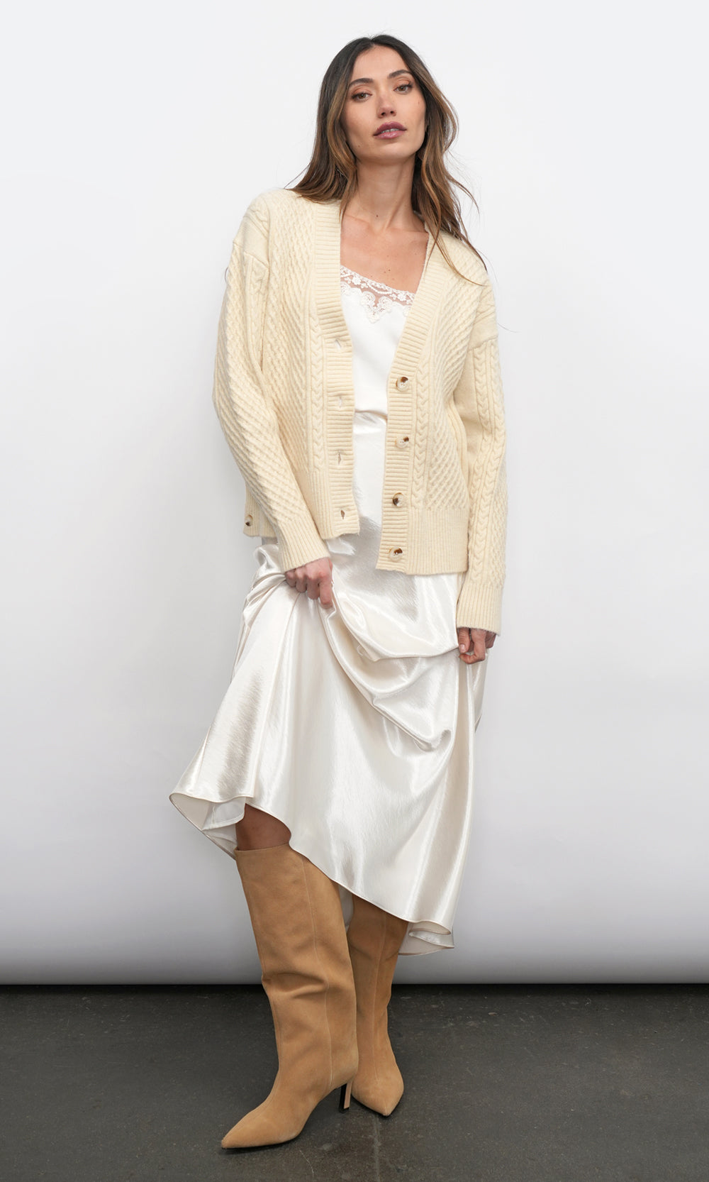 Vickie Cable Knit Oversized Cardigan