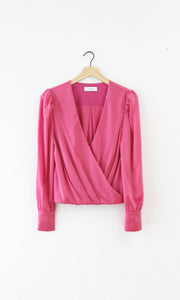 Lourdes Wrap Front Cuffed Blouse