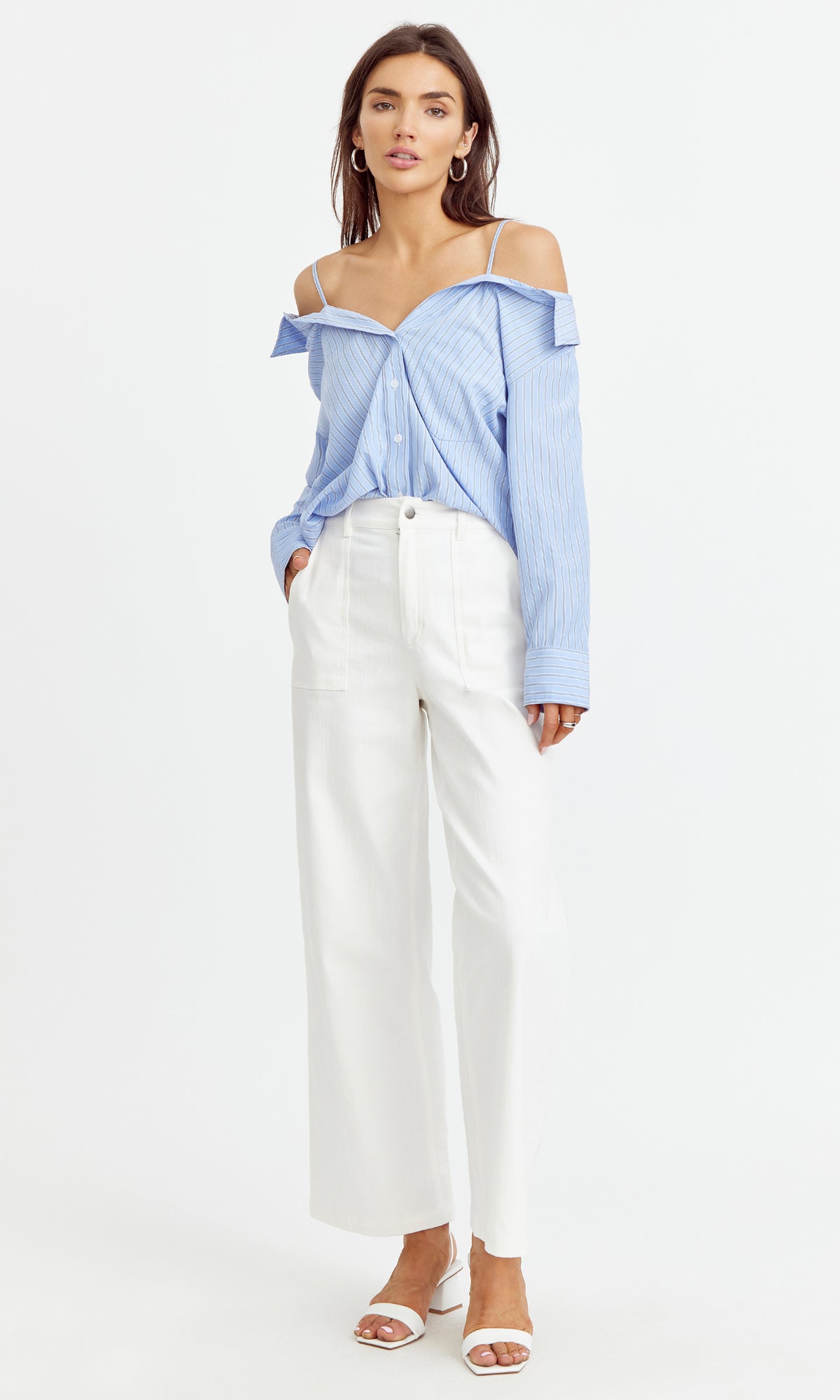 Kristi Off Shoulder Button Down Shirt