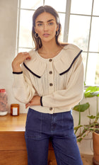 Perri Peter Pan Collar Knit Cardigan