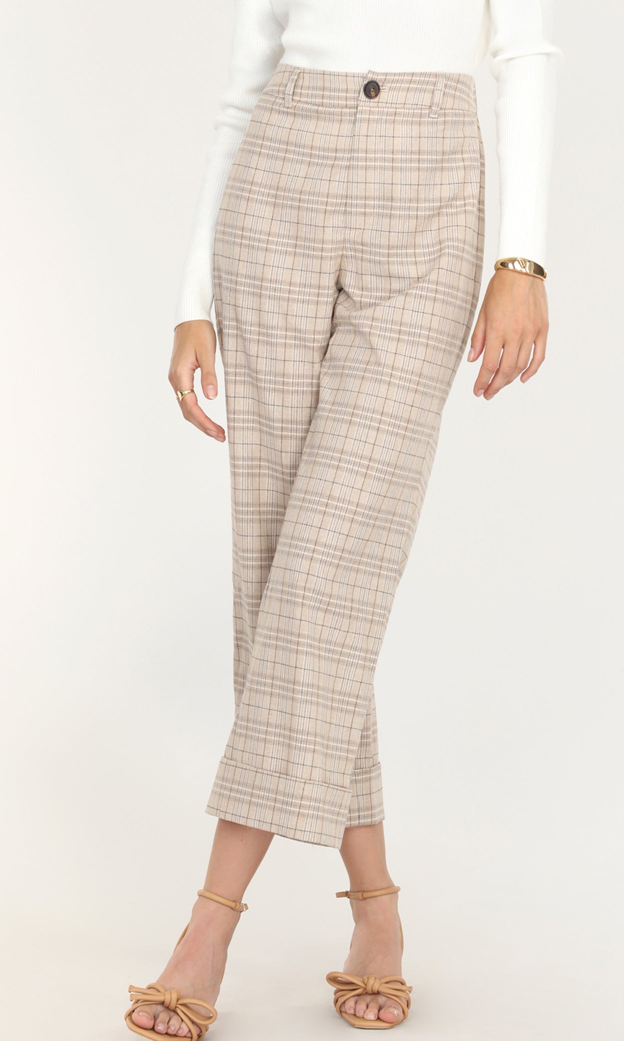 Moxie Plaid High Waist Crop Trousers