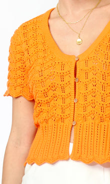 Shanti Scalloped Open Knit Cardigan