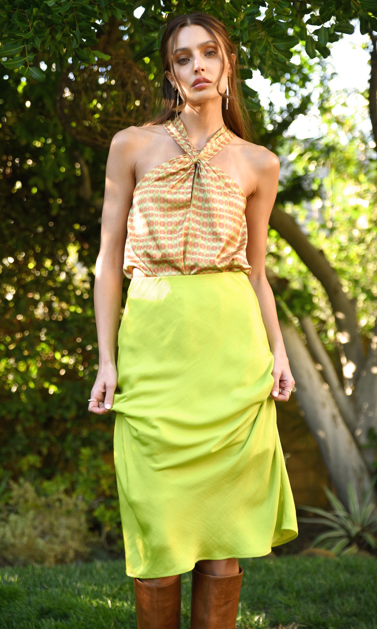 Eco Bright Sun Selina Rib Midi Skirt - GUESS