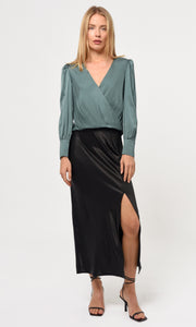 Lourdes Wrap Front Cuffed Blouse