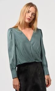 Lourdes Wrap Front Cuffed Blouse