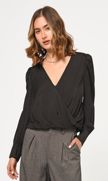 Lourdes Wrap Front Cuffed Blouse