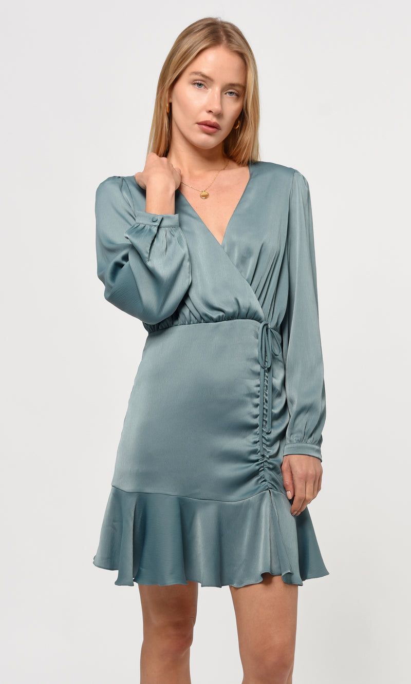 Joanne Ruched Satin Dress