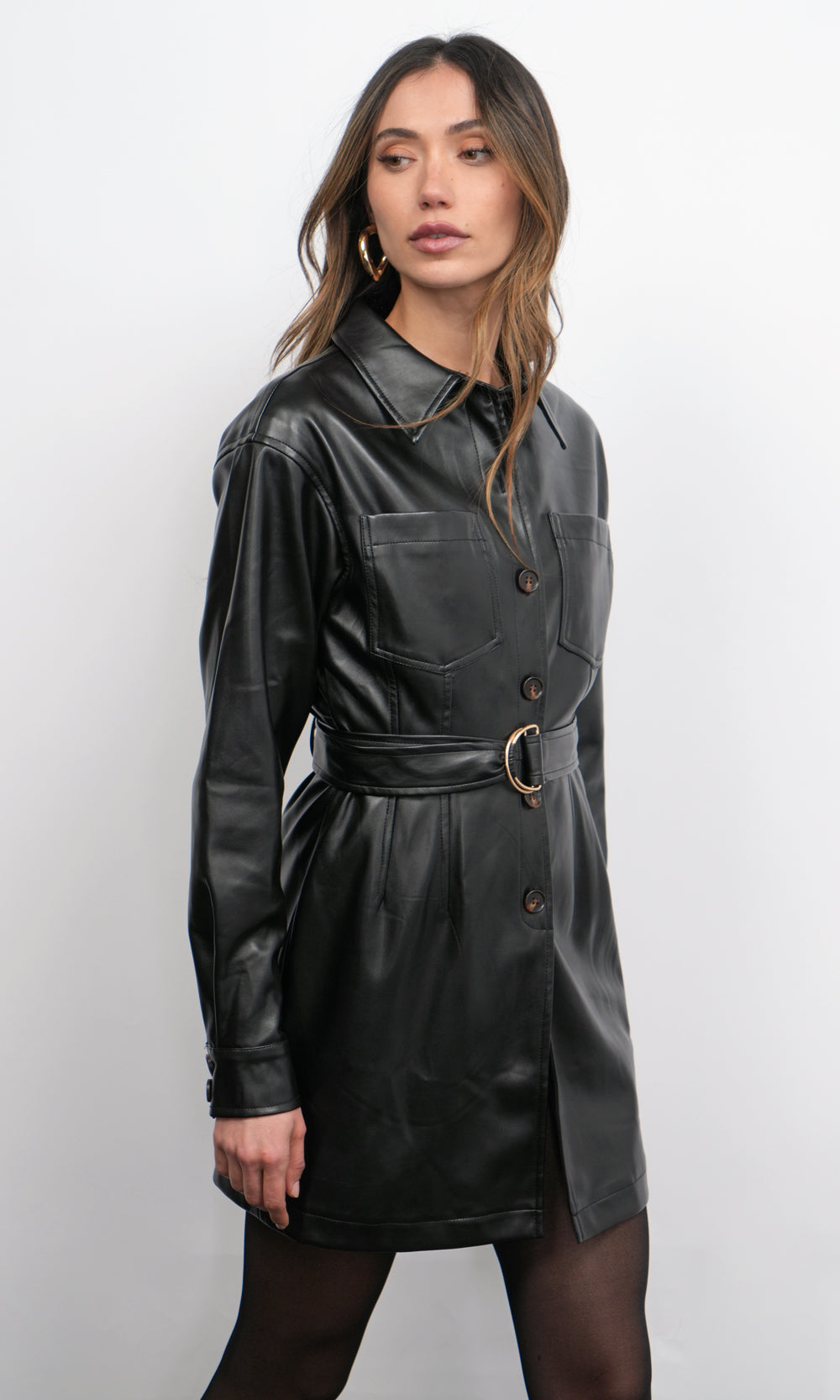 Augustine Vegan Leather Belted Dress Augustine Vegan Leather Belted Dress