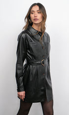 Augustine Vegan Leather Belted Dress