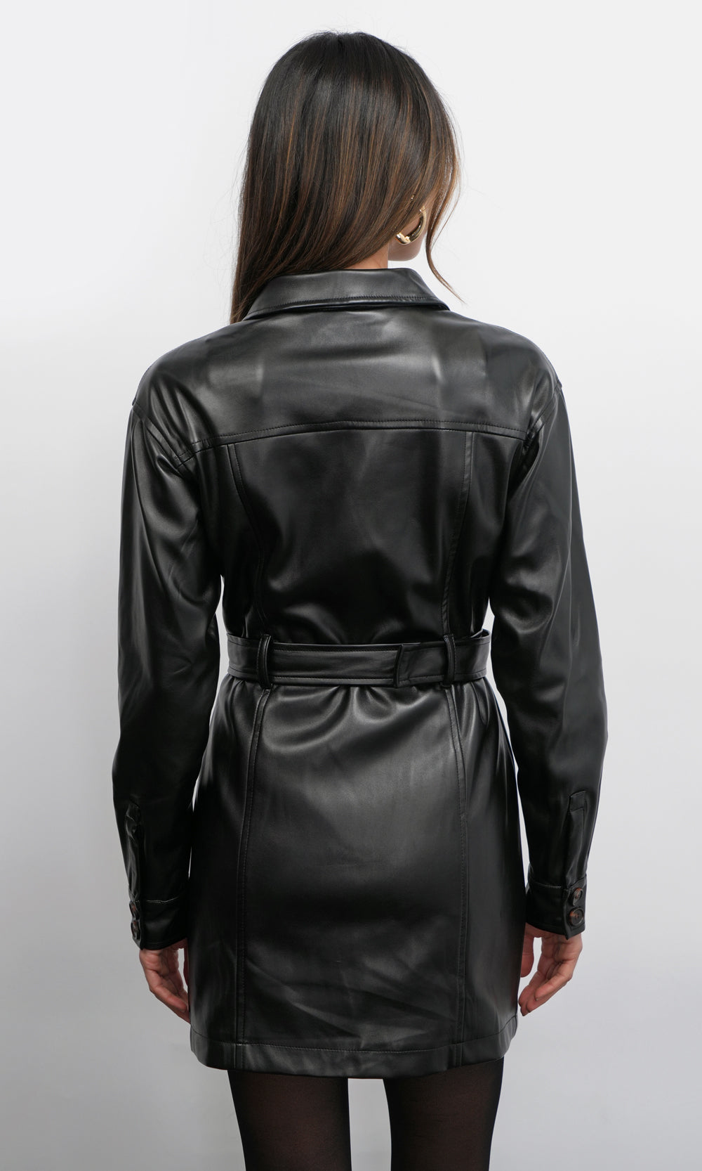 Augustine Vegan Leather Belted Dress