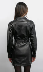 Augustine Vegan Leather Belted Dress