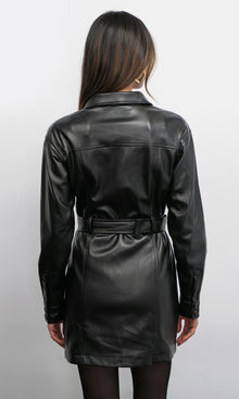 Augustine Vegan Leather Belted Dress