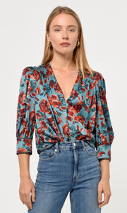 Lourdes Wrap Front Eco Satin Blouse