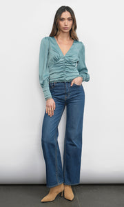 Taylor Button Front Satin Blouse