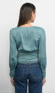 Taylor Button Front Satin Blouse