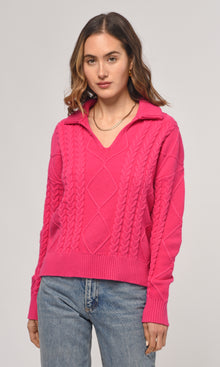 Thea Polo Cable Knit Sweater