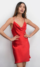 Lune Cowl Neck Cross Strap Mini Dress