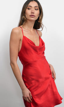 Lune Cowl Neck Cross Strap Mini Dress