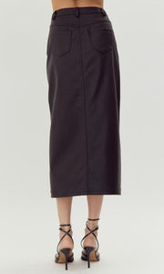 Kaia Vegan Leather Midi Skirt