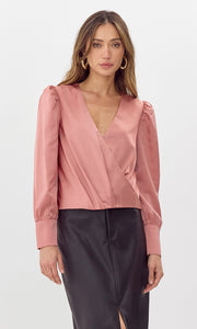 Lourdes Wrap Front Cuffed Blouse