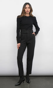 Dani Button Puff Sleeve Ribbed Knit Top
