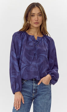 Annika Printed Tie Blouse