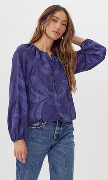 Annika Printed Tie Blouse