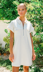 Aida Front Zip Stretch Twill Mini Dress